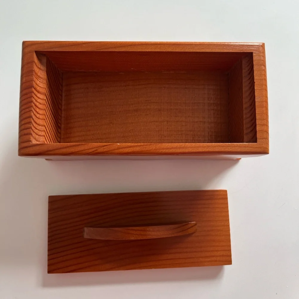 Vintage Wooden Trinket Box With Lid Signed Jewelry Small Keepsakes